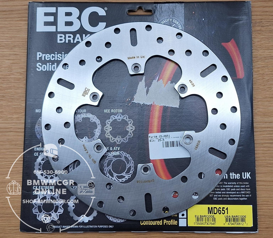 EBC REAR BRAKE ROTOR MD651 F650/F650ST 1993-2000 F650GS G650GS Single 2000-2016