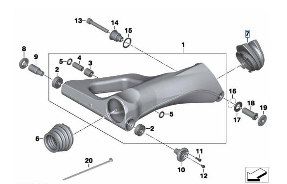 BMW K1600GT/GTL/Bagger/Exclusive Swingarm Rubber Boot Front