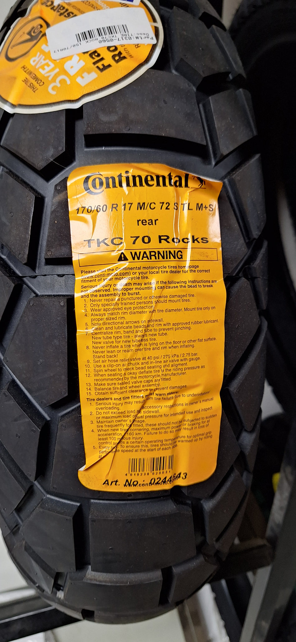 Continental TKC ROCKS 170/60-17 CLOSEOUT TIRES