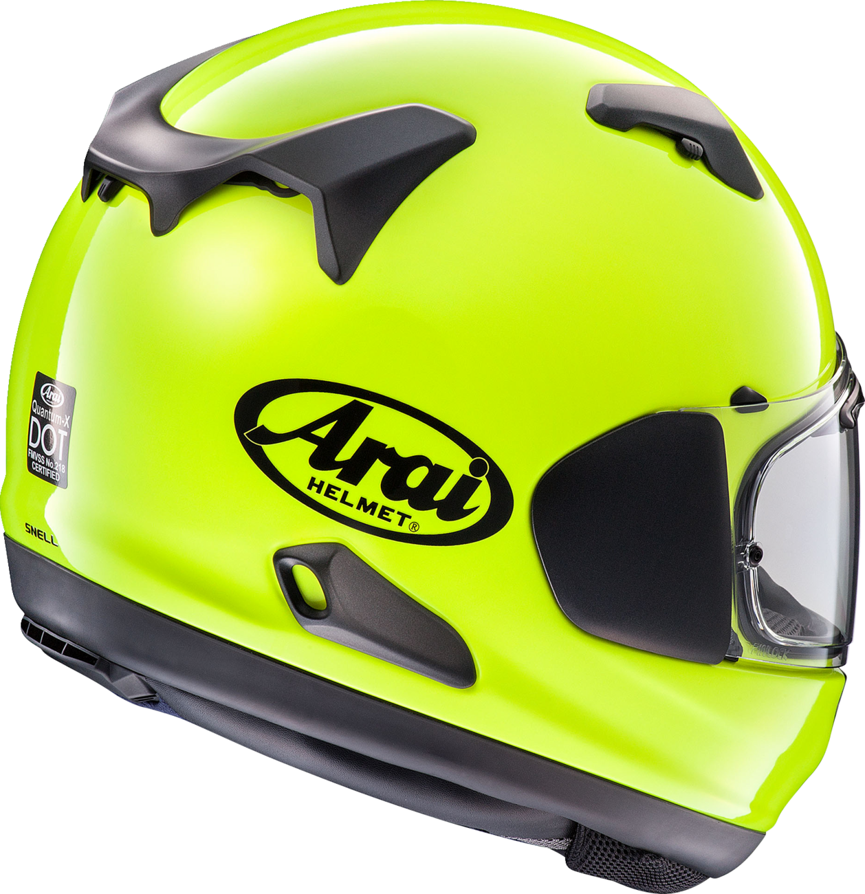 Arai Quantum-X Solid — Fluorescent Yellow — angle 2