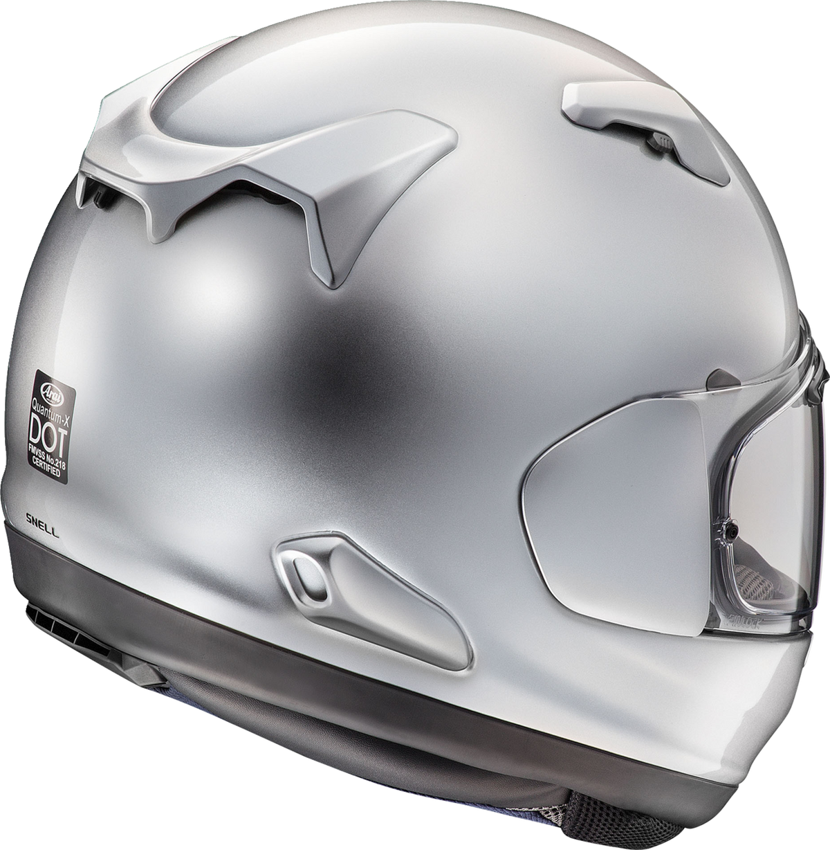 Arai Quantum-X Solid — Aluminum Silver — angle 2