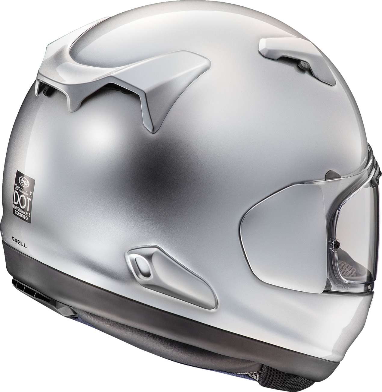 Arai Quantum-X Solid — Aluminum Silver — angle 2