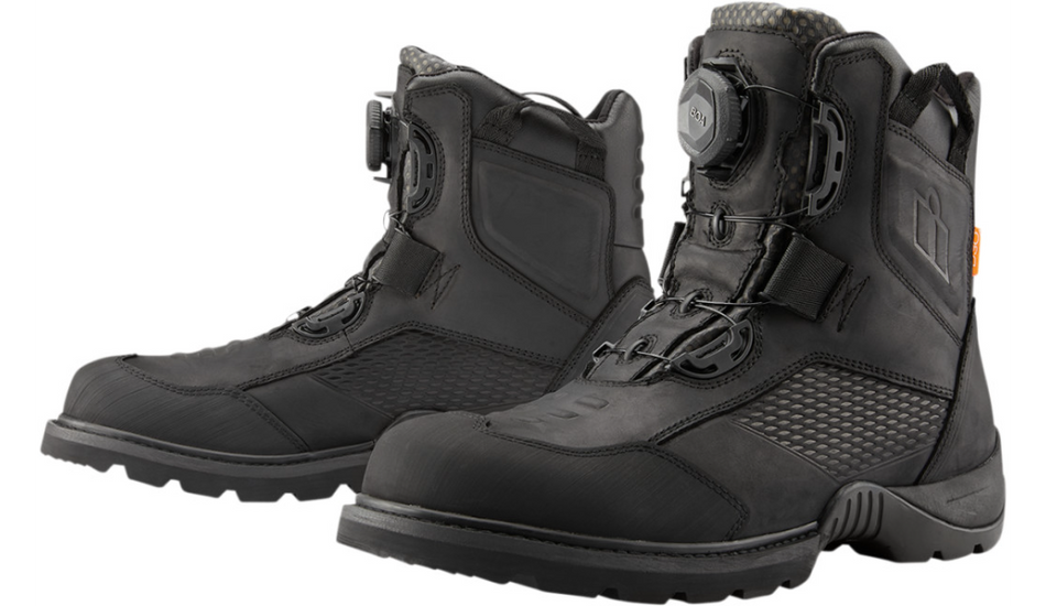 ICON Stormhawk Boots Black Waterproof BOA D3O Oil Resistant Sole